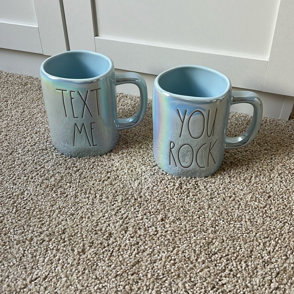 Rae dunn blue iridescent mugs
